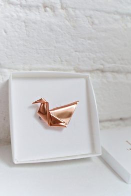 Folded Copper Origami Brooch