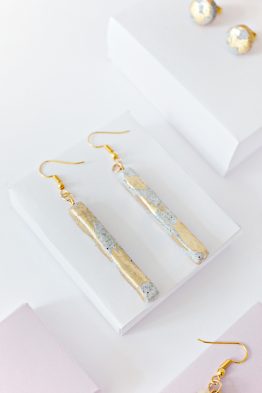 Granite and Gold - Rectangle Earrings