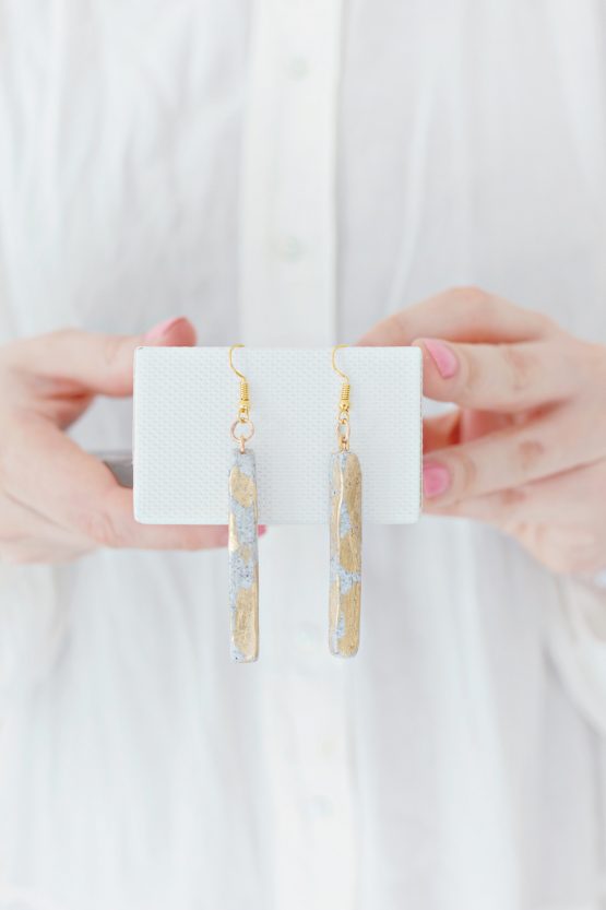 Granite and Gold - Rectangle Earrings