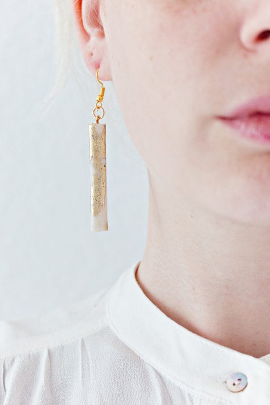 Marble and Gold - Rectangle Earrings
