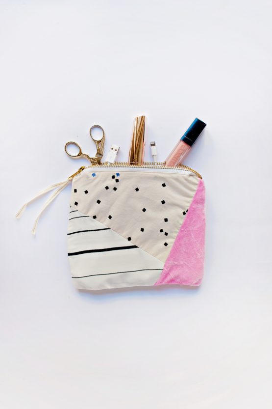 Patchwork Printed Zipper Pouch