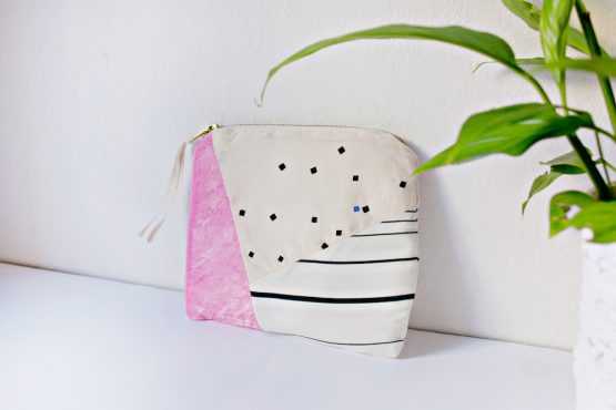 Patchwork Printed Zipper Pouch
