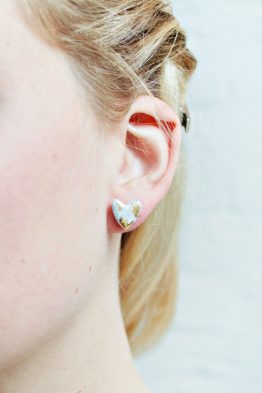 Granite & Gold Heart Stud Earrings