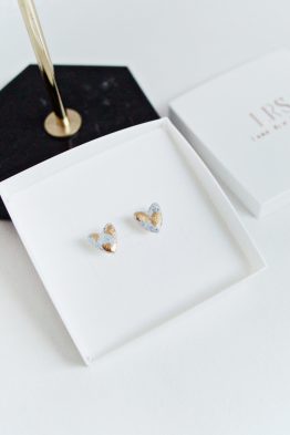 Granite & Gold Heart Stud Earrings