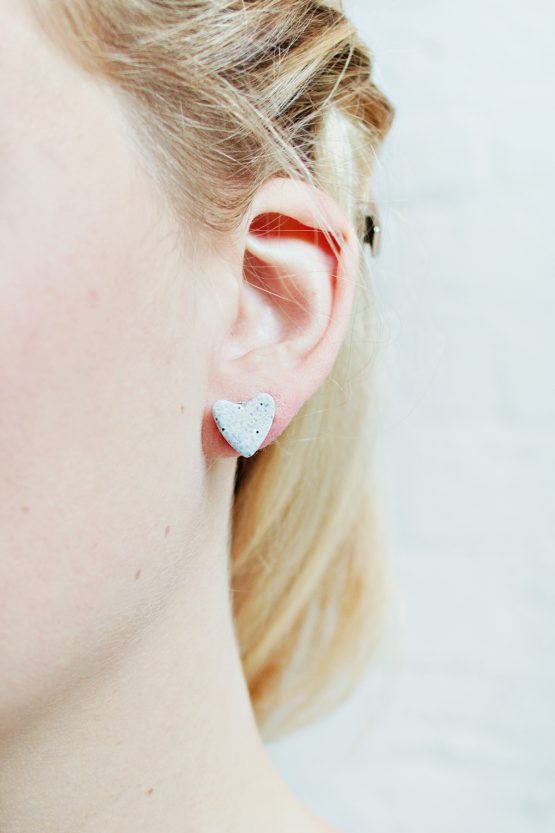 Granite Heart Stud Earrings