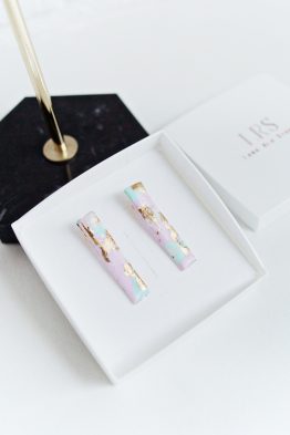 PASTEL AND GOLD – FLAT RECTANGLE EARRINGS