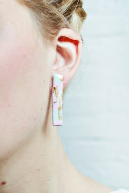 PASTEL AND GOLD – FLAT RECTANGLE EARRINGS